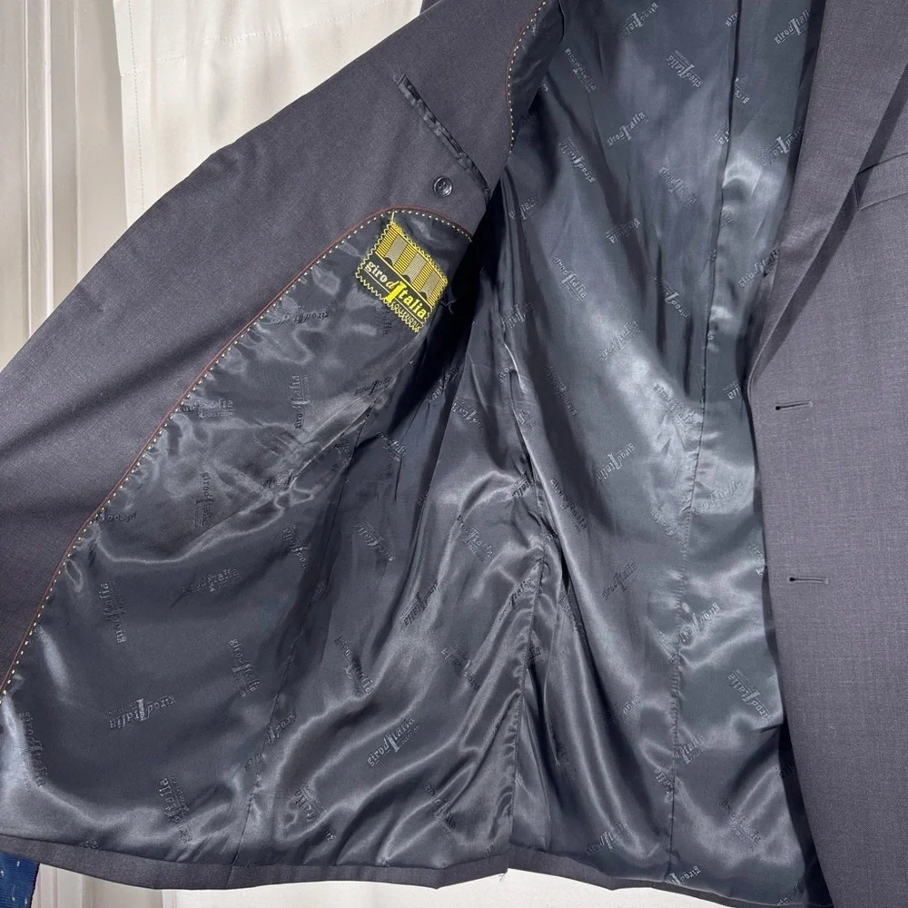 Giro d’Italia Charcoal Merino Wool Suit Jacket